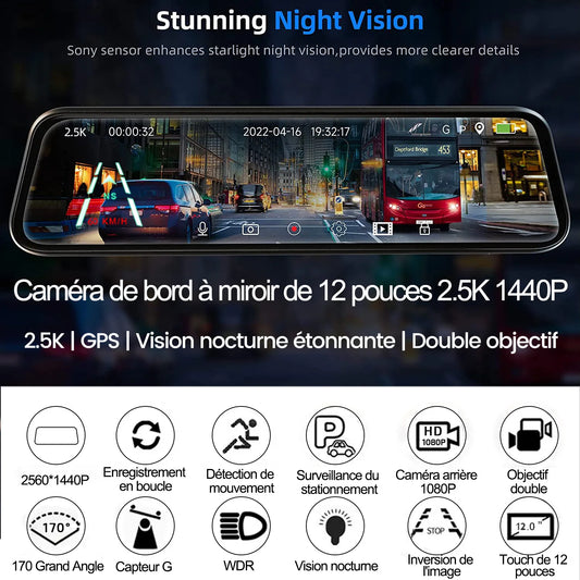 rétroviseur dashcam HD GPS vision nocturne Sony - Drive Live