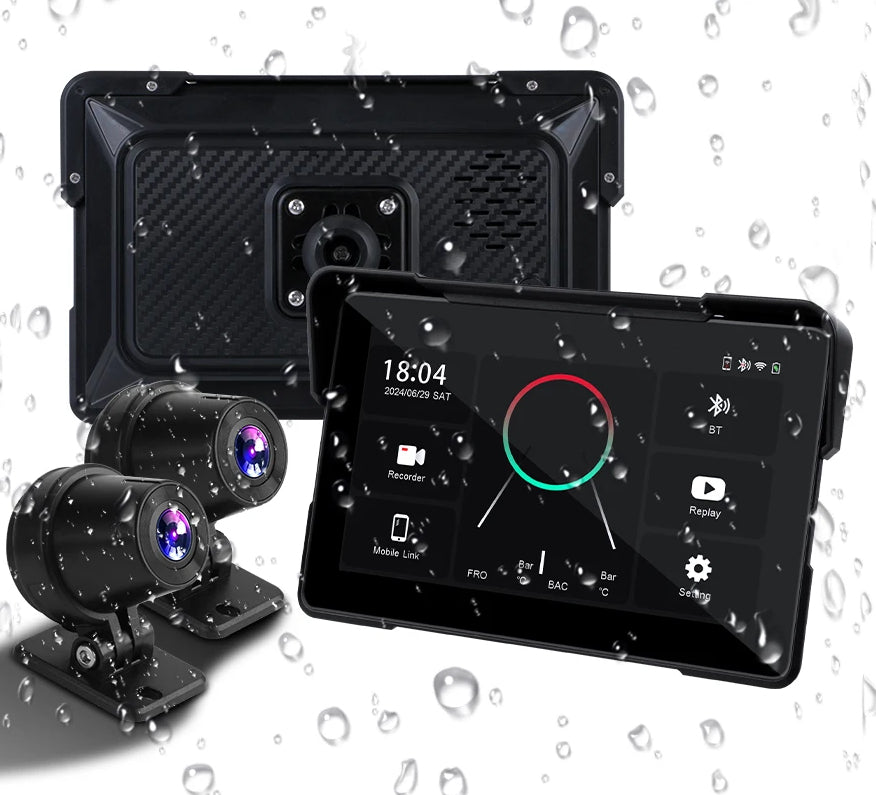 dashcam moto 2K écran 7 pouces tactile CarPlay IP67 - Drive Live