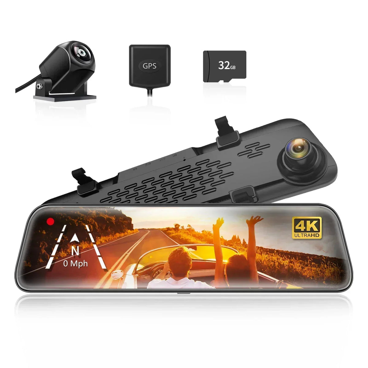 dashcam rétroviseur 4K avant 1080P arrière mode parking 24h - Drive Live