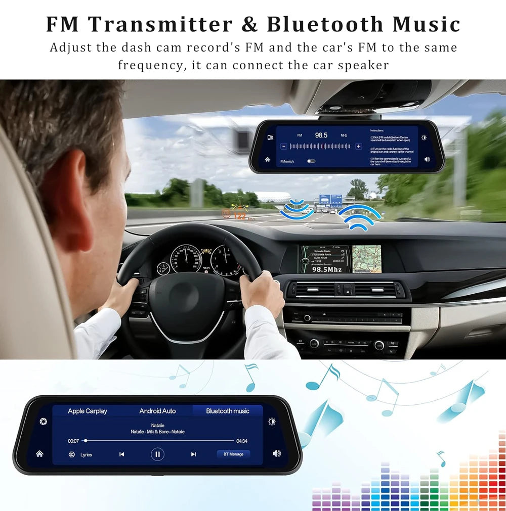 Dashcam 4K Rétroviseur 360° Wi-Fi + Mode Parking 24h/24