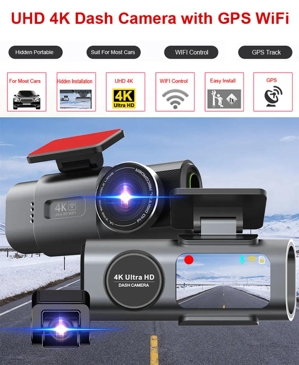 Dashcam 4K WiFi GPS Avant Arrière Vision Nocturne | Drive Live
