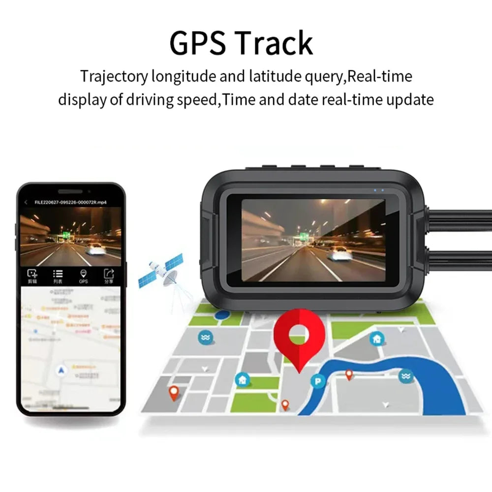dashcam moto 2 caméras WiFi app smartphone - Drive Live