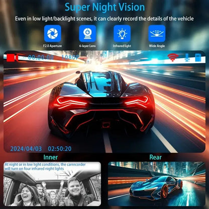 Dashcam HD 2 ou 3 Caméras Vision Nocturne Habitacle | Drive Live