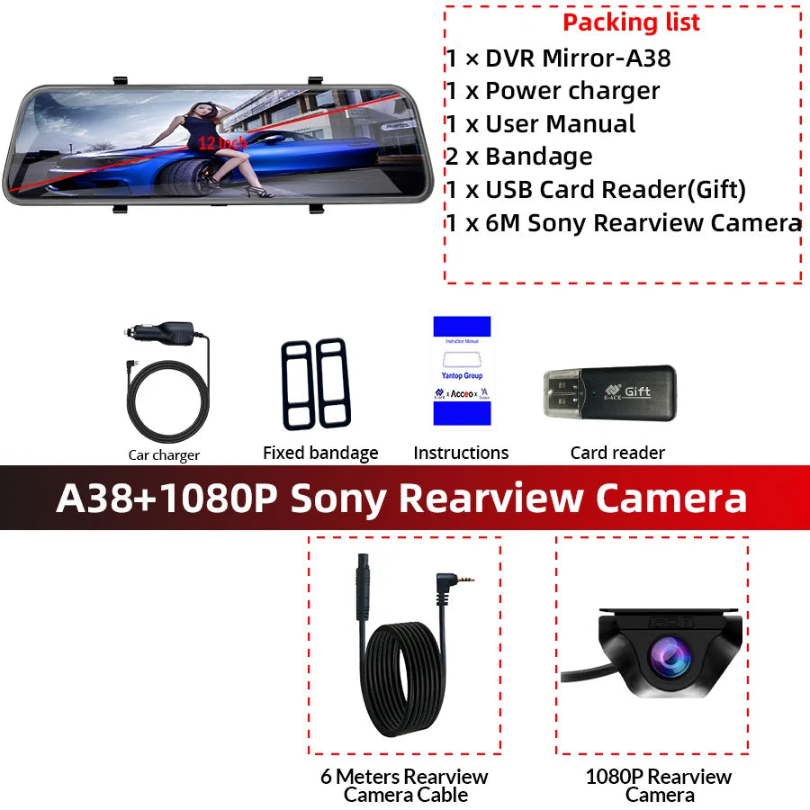 dashcam rétroviseur variantes allume-cigare 1 caméra - Drive Live