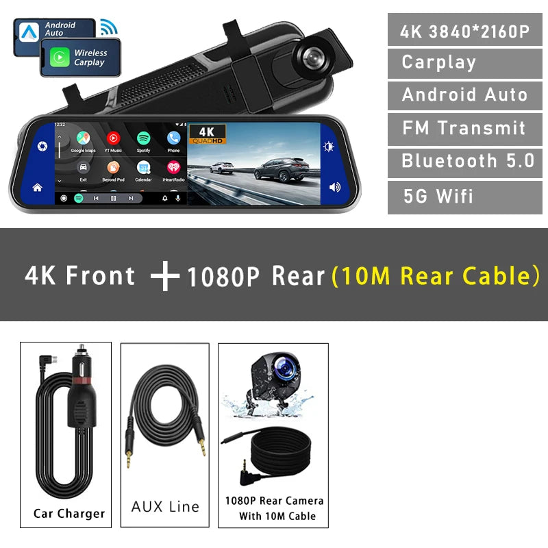 dashcam rétroviseur variante 2 caméras 10m parking 24h - Drive Live