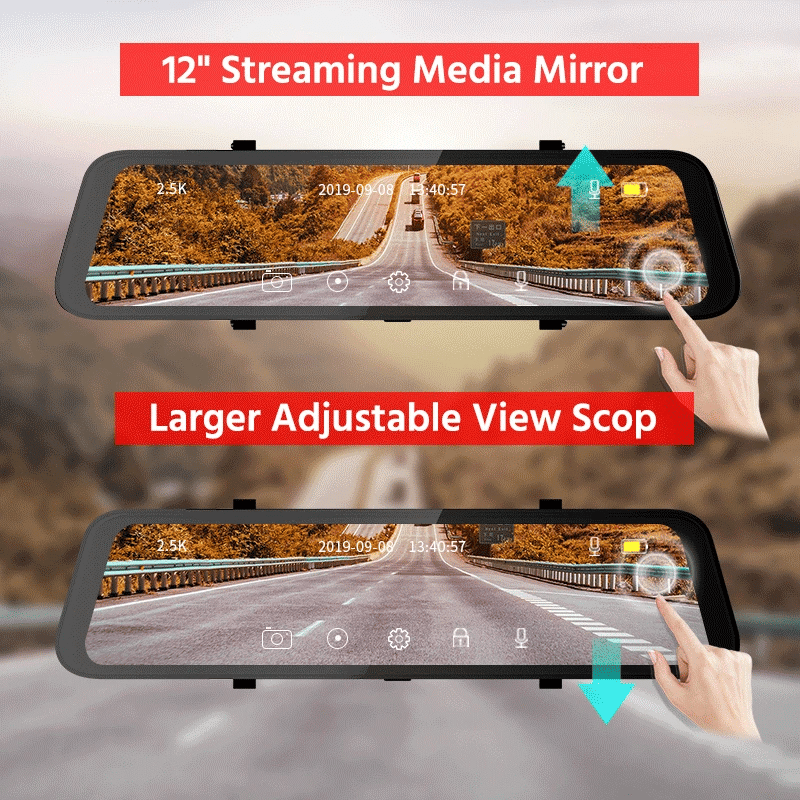 Dashcam HD Rétroviseur Avant Arrière + GPS + Mode Parking 24/24