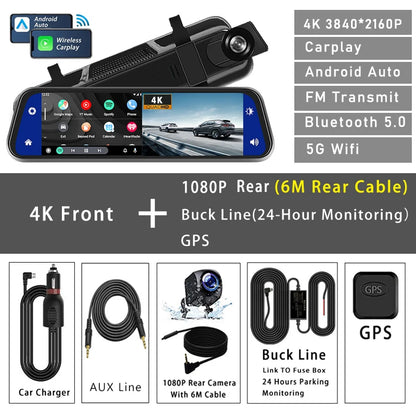 dashcam rétroviseur variante 2 caméras 6m parking 24h - Drive Live