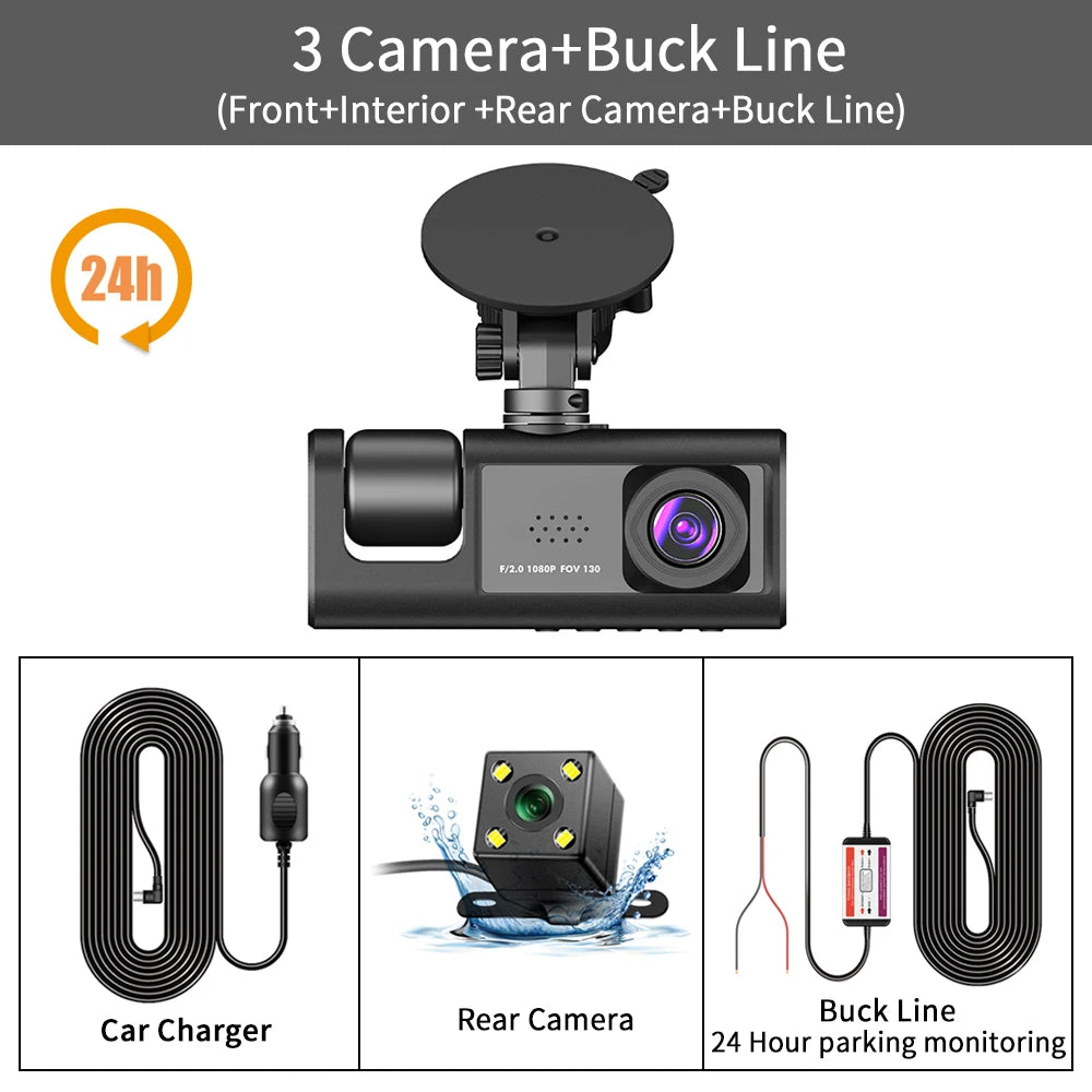 dashcam triple caméra variante sans kit hardwire - Drive Live