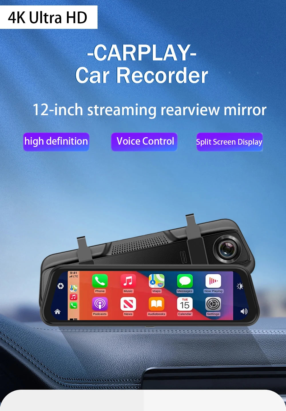 Dashcam Rétroviseur Intérieur Avant + Arrière Ultra 2K