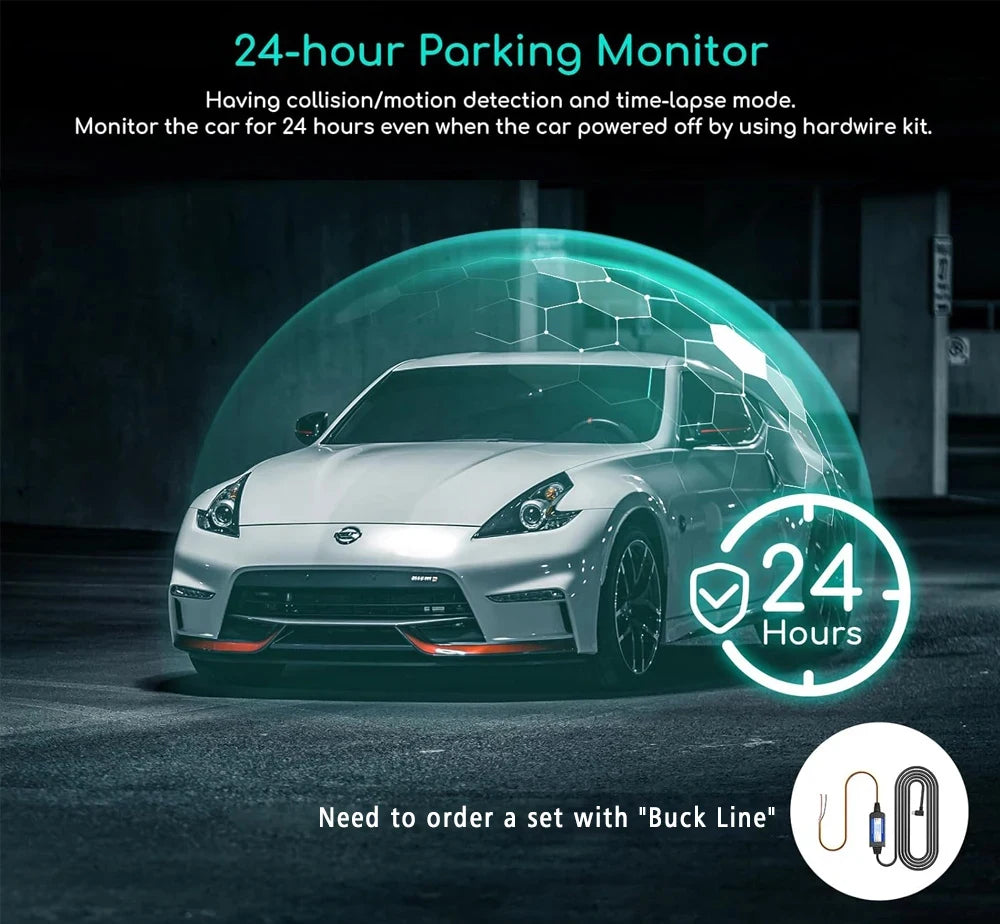 Dashcam 4K Rétroviseur 360° Wi-Fi + Mode Parking 24h/24