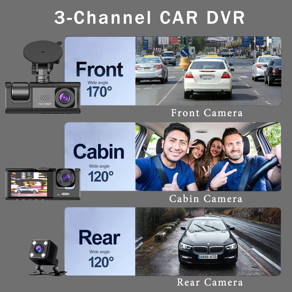 dashcam 3 caméras Full HD G-sensor mode parking - Drive Live
