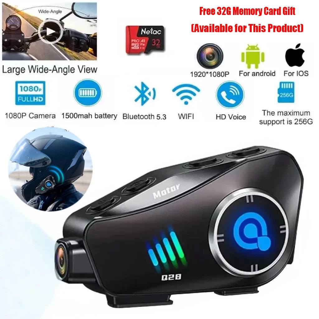 intercom bluetooth dashcam casque moto 1080P - Drive Live