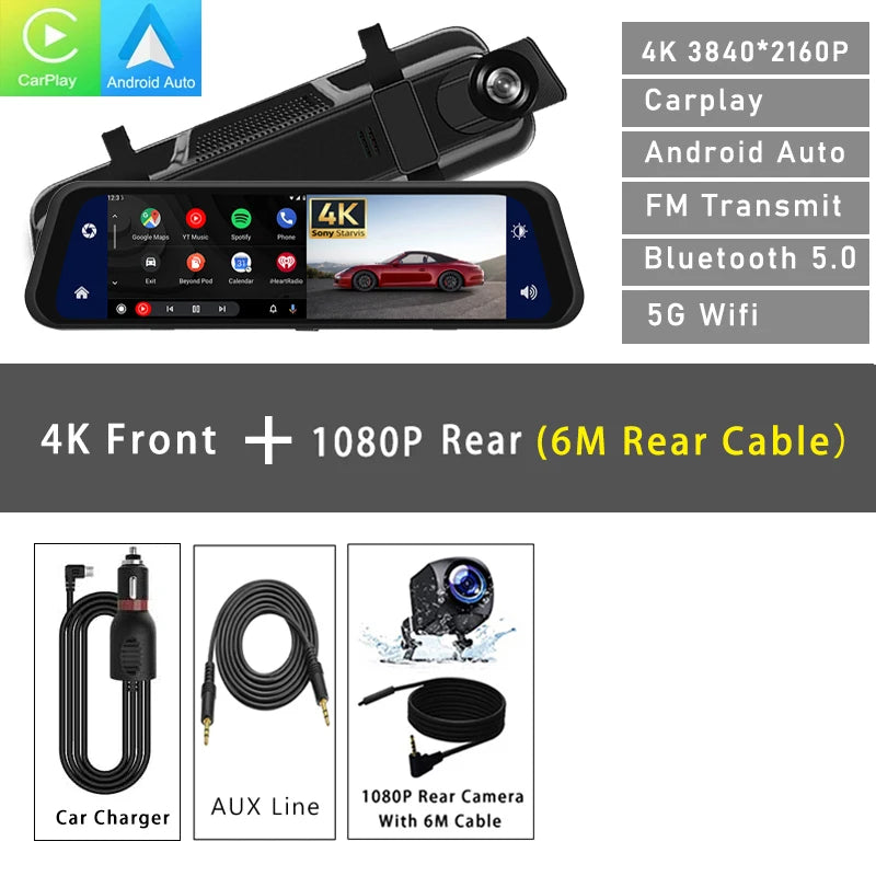 dashcam rétroviseur variante 4K câble 6m sans GPS - Drive Live