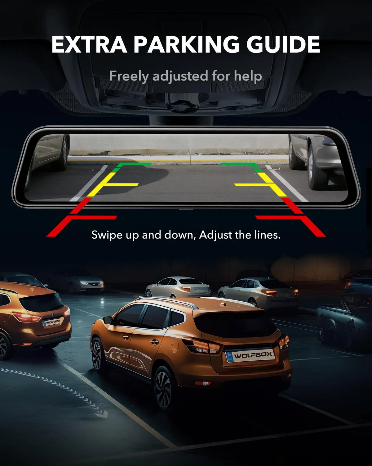 Dashcam Rétroviseur 4K + Cam Arrière 1080p + Mode Parking 24h/24