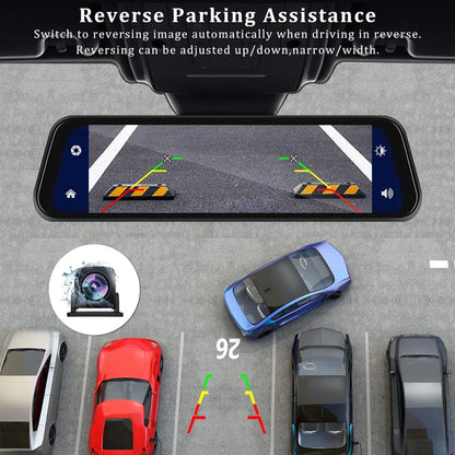 Dashcam 4K Rétroviseur 360° Wi-Fi + Mode Parking 24h/24