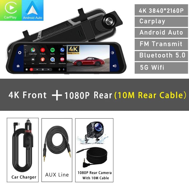 dashcam rétroviseur variante 4K câble 10m - Drive Live