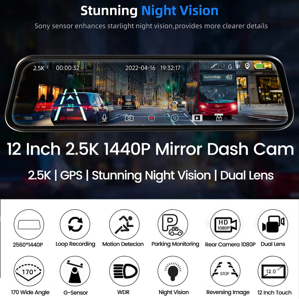 dashcam rétroviseur HD mode parking surveillance - Drive Live