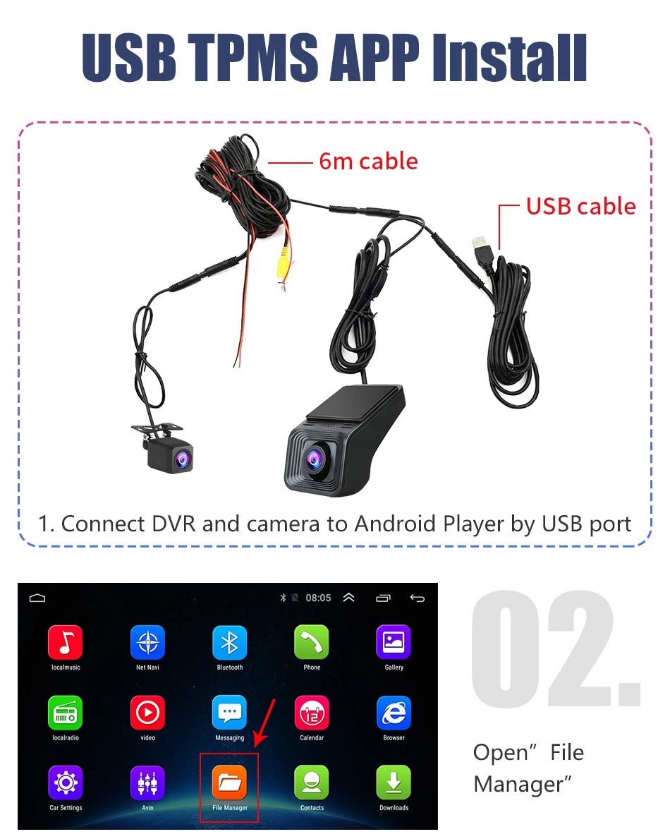 Dashcam USB Double Objectif Pare Brise + Plaque Arrière