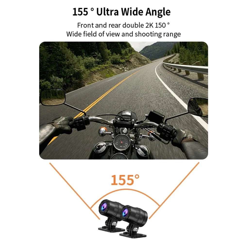 Caméra de Moto Double Vision Nocturne et GPS 2K