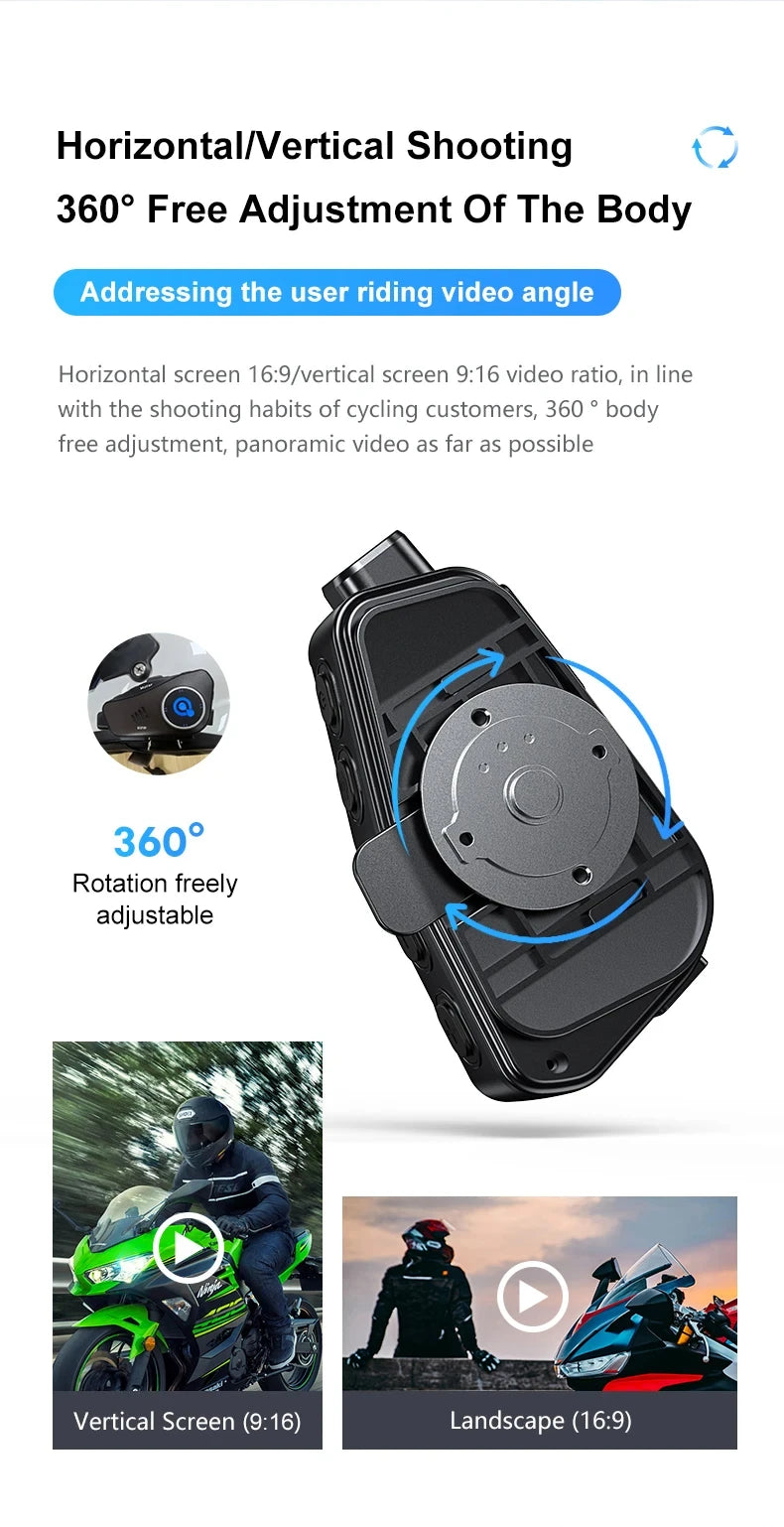 Intercom Bluetooth + Dashcam Casque Moto 1080P | Drive Live