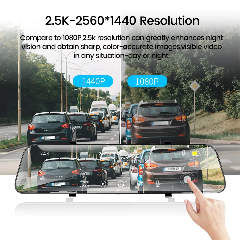 Dashcam HD Rétroviseur Avant Arrière + GPS + Mode Parking 24/24