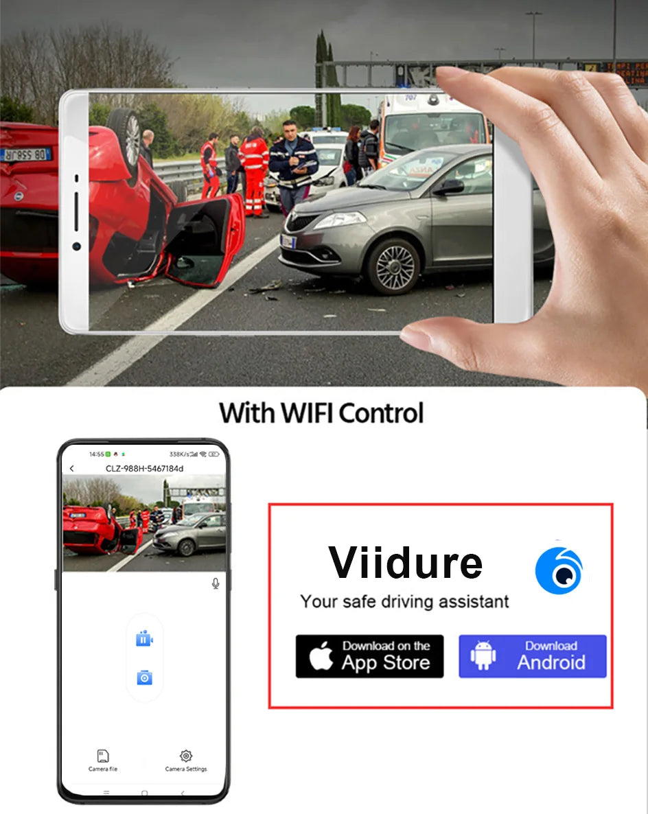 Dashcam HD Rétroviseur Avant Arrière + GPS + Mode Parking 24/24