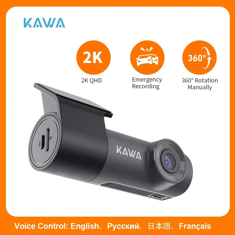 Dashcam KAD5 2K WiFi avec application mobile et contrôle vocal