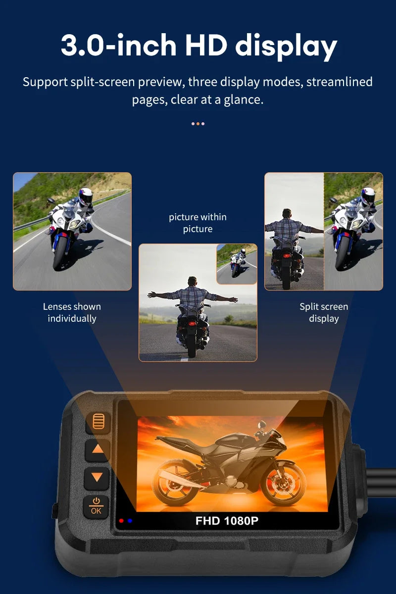 dashcam moto double enregistrement boucle - Drive Live