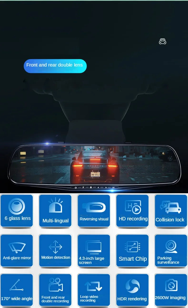 caméra DVR rétroviseur spécifications techniques - Drive Live