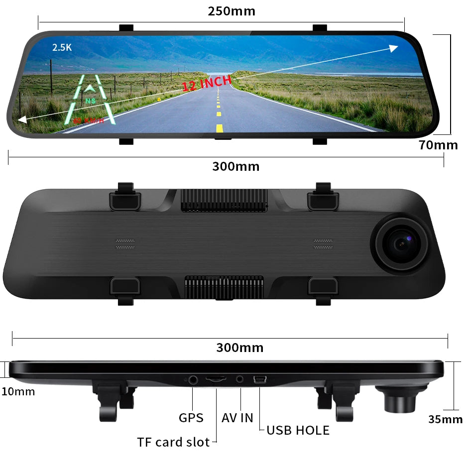 Dashcam HD Rétroviseur Avant Arrière + GPS + Mode Parking 24/24