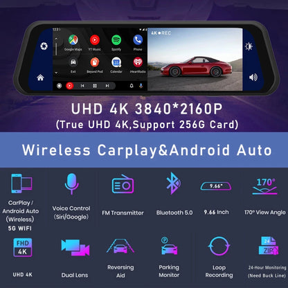 rétroviseur dashcam 4K Sony écran 9,66 pouces tactile - Drive Live