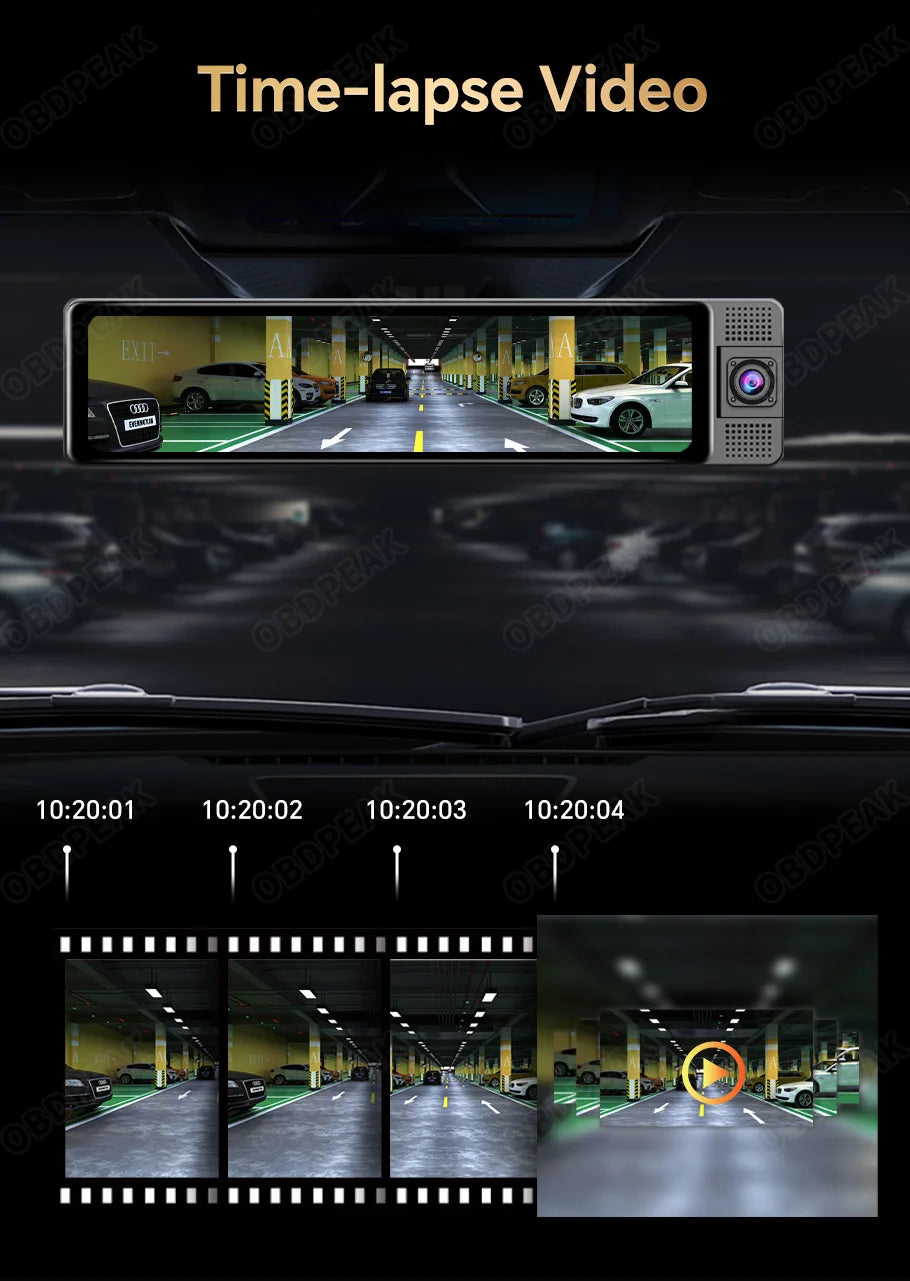 DashCam Rétroviseur 4K 360° + Vision Nocturne