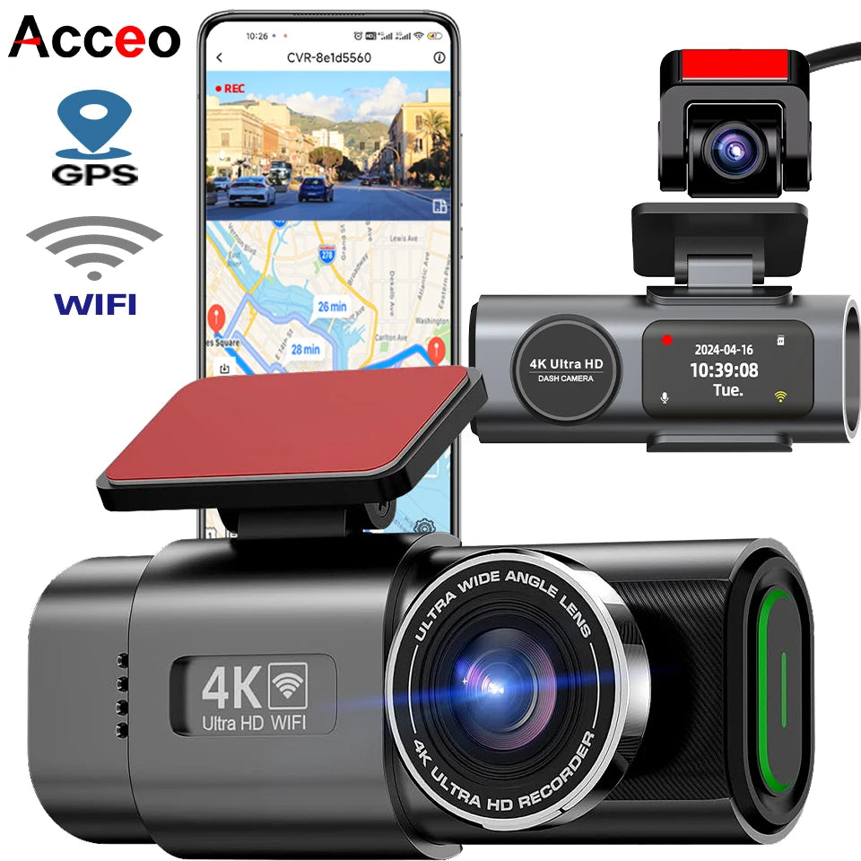 Dashcam 4K Acceo WiFi GPS double objectif avec application