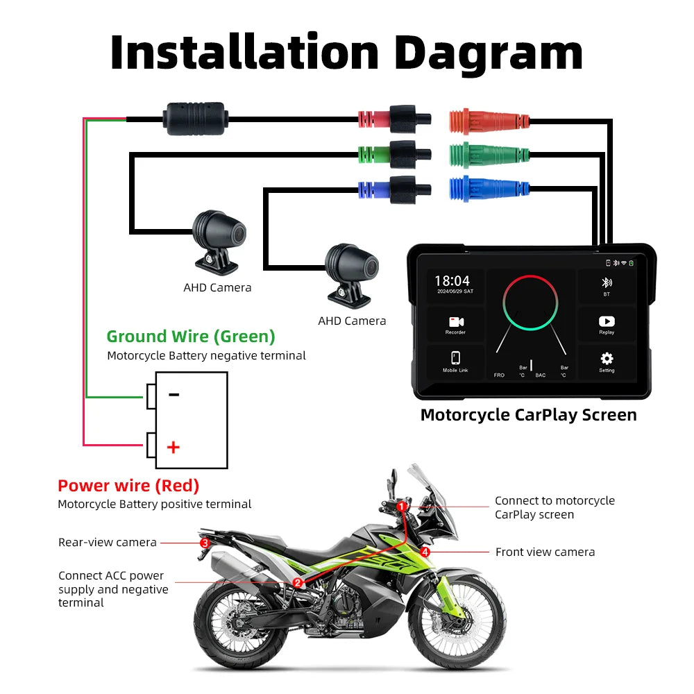 Dashcam Moto 2K Écran 7" CarPlay IP67 Vision Nocturne | Drive Live